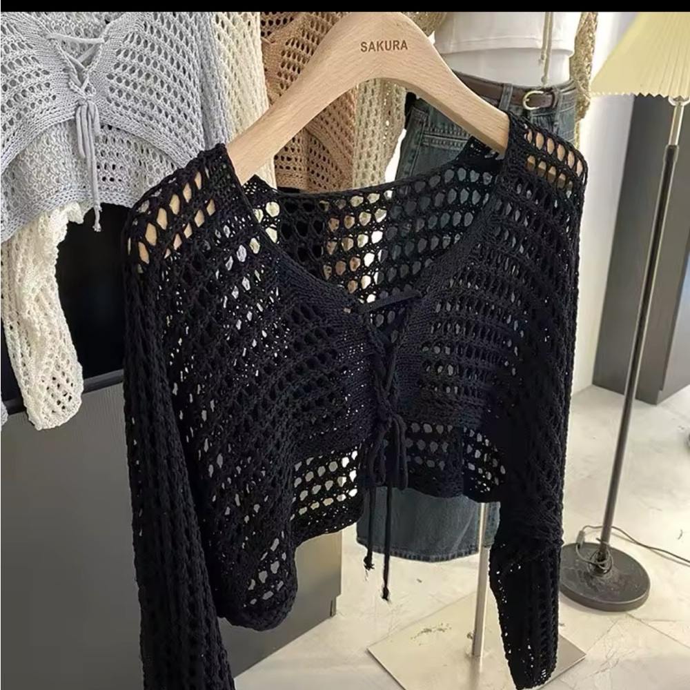 Black,cream,grey and white knitted Women’s Sweater